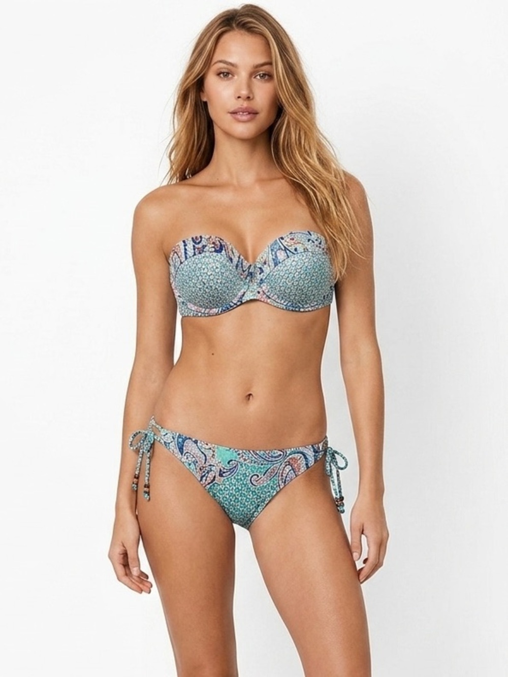 [VS] Printed Strapless Swim Push Up Bikini Top